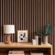 Modern Ribbed Wood Panel Wallpaper | Vertical Slats Acoustic Panel Effect | Minimalist Textured Wallpaper Mural