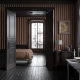 Modern Ribbed Wood Panel Wallpaper | Vertical Slats Acoustic Panel Effect | Minimalist Textured Wallpaper Mural