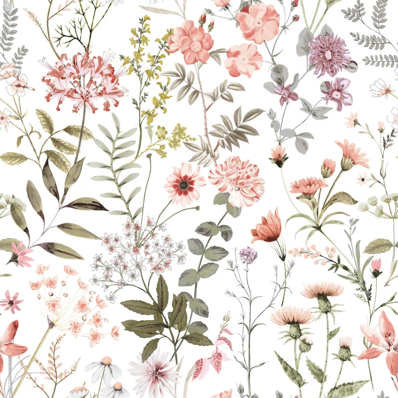 Wildflower Meadow Peel & Stick Wallpaper | Botanical Floral Design for Walls