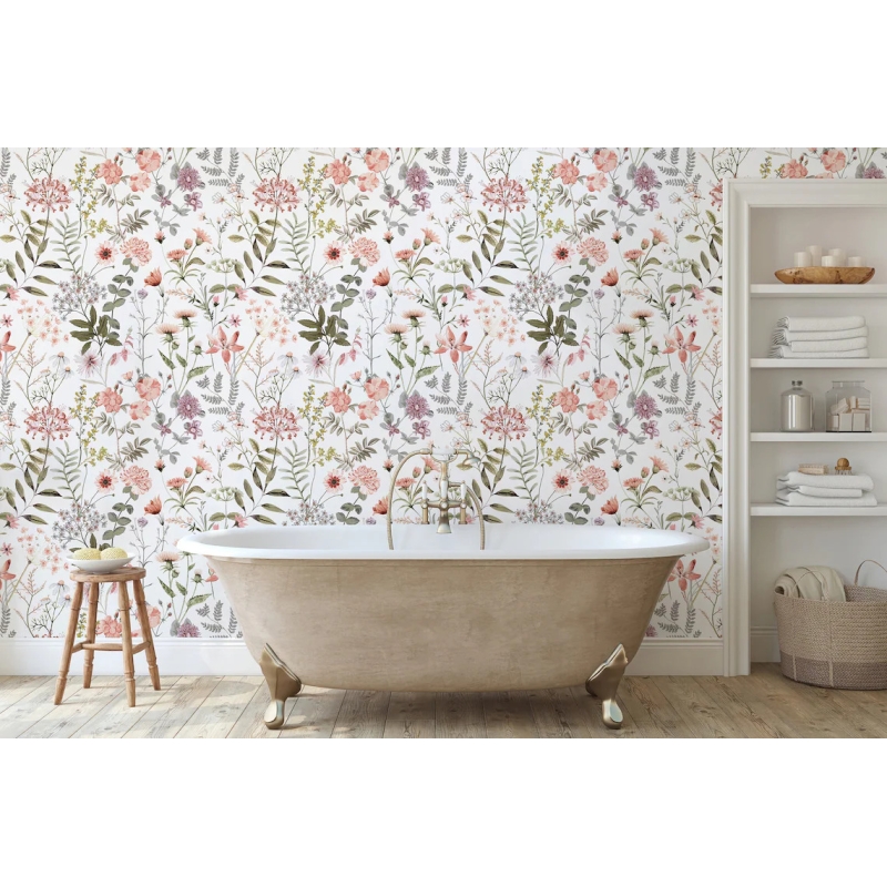 Wildflower Meadow Peel & Stick Wallpaper | Botanical Floral Design for Walls
