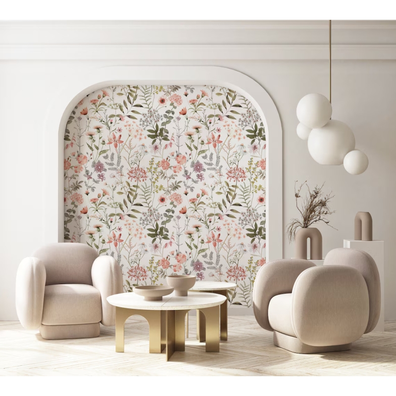 Wildflower Meadow Peel & Stick Wallpaper | Botanical Floral Design for Walls