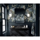 Elegant Blue Floral | Dark Botanical Mural with Large Flowers Wallpaper Mural
