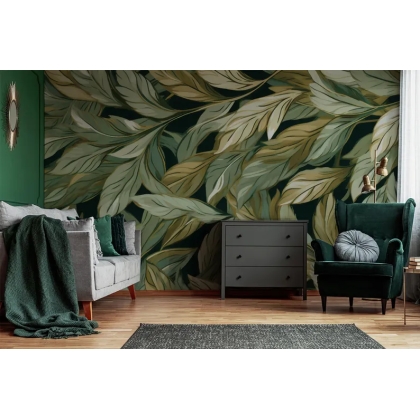 Green Leaf Wallpaper | Botanical Foliage Wall Mural - Natural & Organic Design Wallpaper Mural