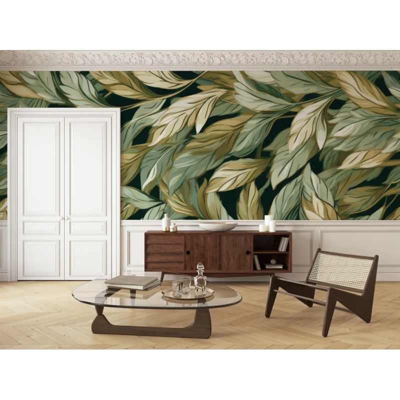 Green Leaf Wallpaper | Botanical Foliage Wall Mural - Natural & Organic Design Wallpaper Mural