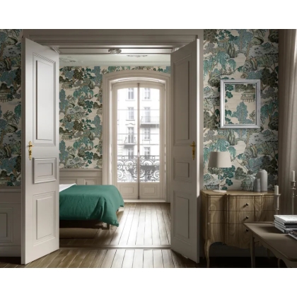 Chinoiserie Landscape Wallpaper | East Asian Scenic Wallpaper Mural