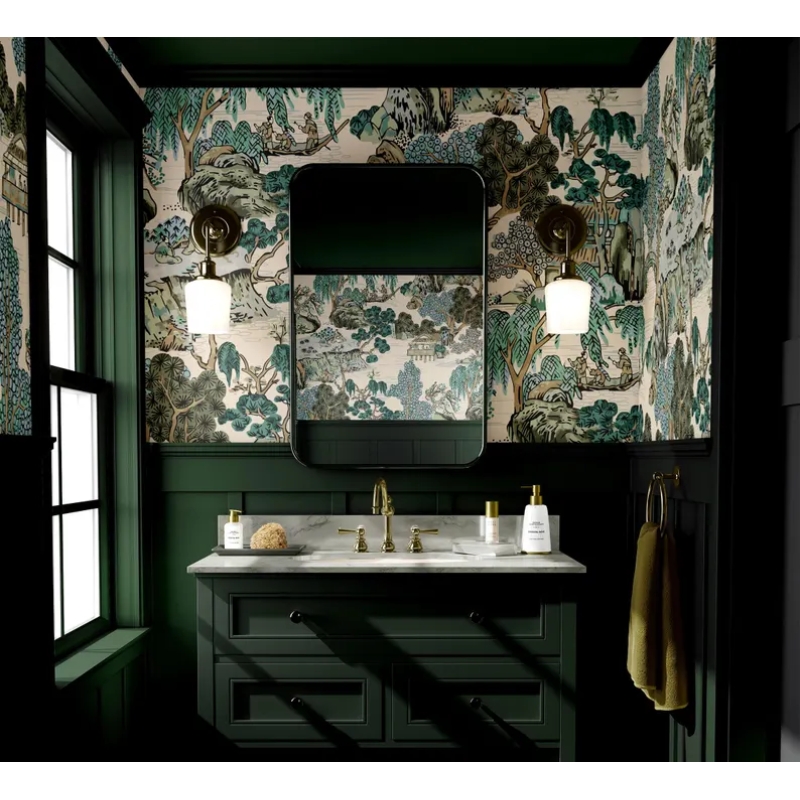 Chinoiserie Landscape Wallpaper | East Asian Scenic Wallpaper Mural