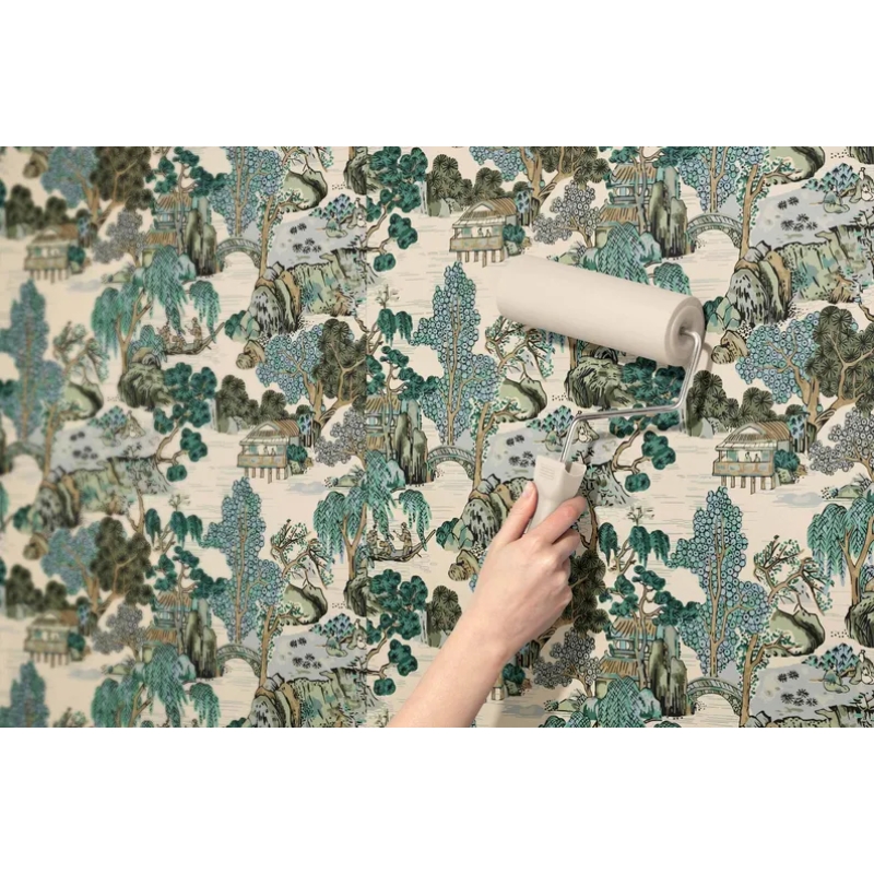 Chinoiserie Landscape Wallpaper | East Asian Scenic Wallpaper Mural
