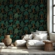 Lush Forest and Orange Tree Wallpaper | Dark Botanical Seamless Wallpaper Mural