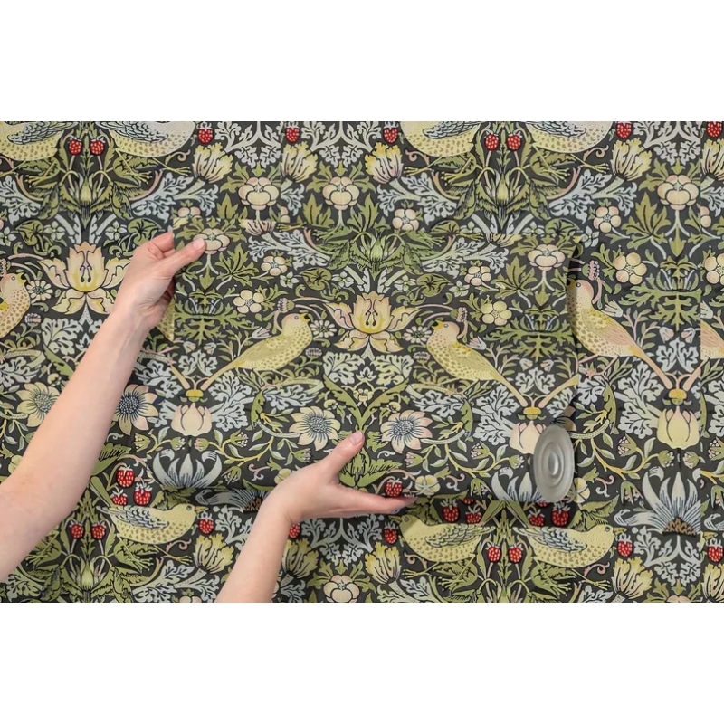 Strawberry Thief William Morris Wallpaper | Classic Arts and Crafts Floral Birds Pattern | Vintage Heritage Design Wallpaper Mural