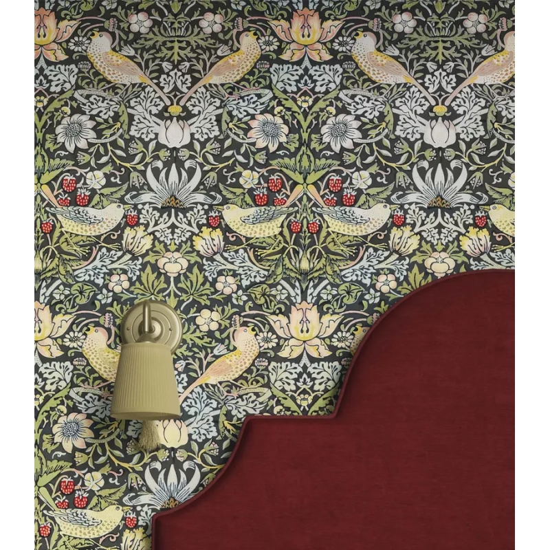 Strawberry Thief William Morris Wallpaper | Classic Arts and Crafts Floral Birds Pattern | Vintage Heritage Design Wallpaper Mural