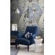 Muted Tropical Leaf Wallpaper | Large Banana Leaf Botanical Print | Modern Grey and Blue Foliage Wallpaper Mural