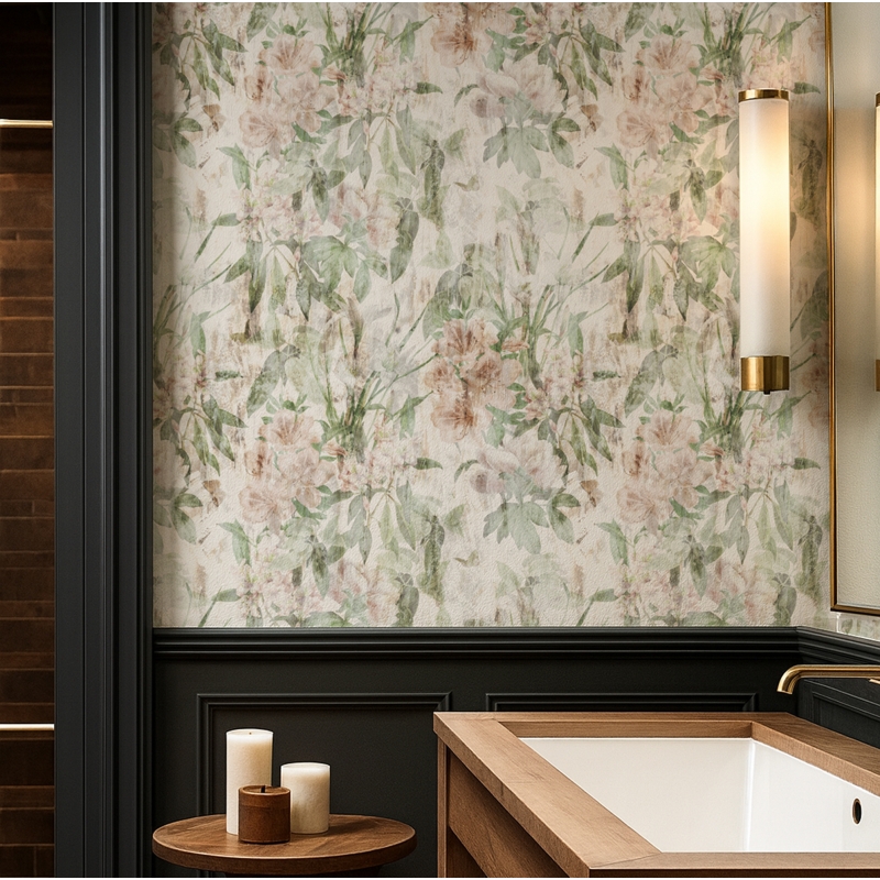 Pastel Botanical Wallpaper - Garden Wildflower Design