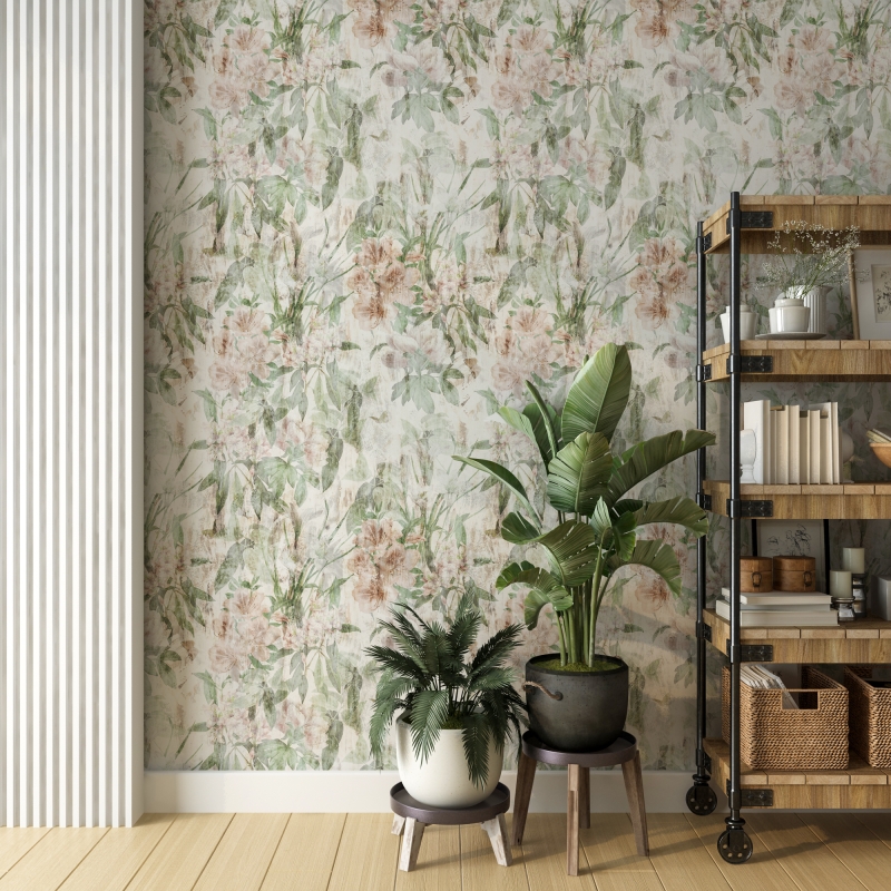 Pastel Botanical Wallpaper - Garden Wildflower Design