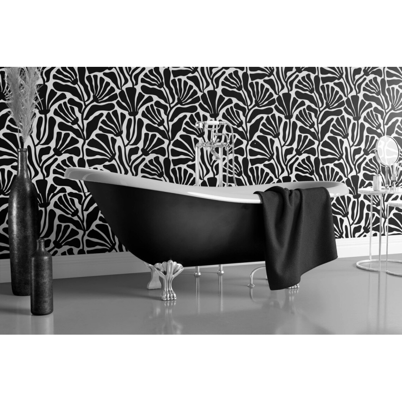 Modern Floral Black & White Botanical Wallpaper - Abstract Scandinavian Style