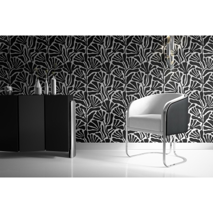 Modern Floral Black & White Botanical Wallpaper - Abstract Scandinavian Style