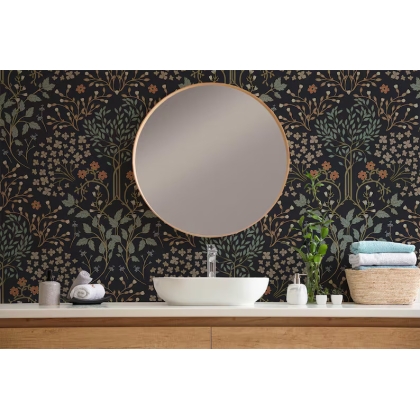 Dark Botanical Wallpaper | Elegant Floral Wall Mural - Stylized Tree & Leaf Design Wallpaper Mural