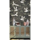 Japanese Cranes Wallpaper, Chinoiserie Wall Mural, Oriental Flying Birds Peel and Stick, Asian Landscape Wall Decor, Removable Wallpaper Mural