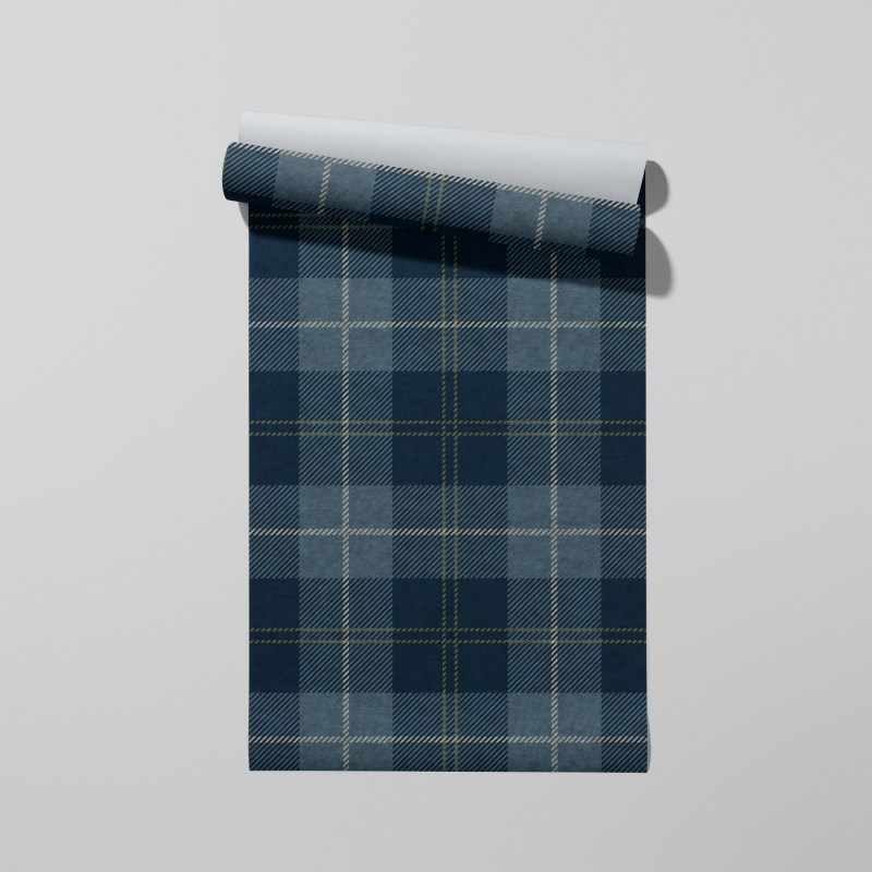 Classic Navy Blue Tartan Plaid Wallpaper - Traditional Check Pattern Mural