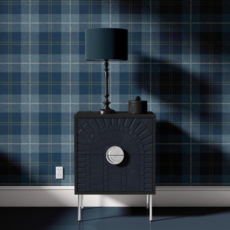 Classic Navy Blue Tartan Plaid Wallpaper - Traditional Check Pattern Mural