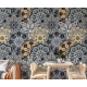 Bohemian Mandala Wallpaper | Ethnic Floral Seamless Pattern | Blue and Yellow Eclectic Wallpaper Mural