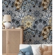 Bohemian Mandala Wallpaper | Ethnic Floral Seamless Pattern | Blue and Yellow Eclectic Wallpaper Mural