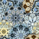 Bohemian Mandala Wallpaper | Ethnic Floral Seamless Pattern | Blue and Yellow Eclectic Wallpaper Mural