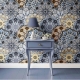 Bohemian Mandala Wallpaper | Ethnic Floral Seamless Pattern | Blue and Yellow Eclectic Wallpaper Mural