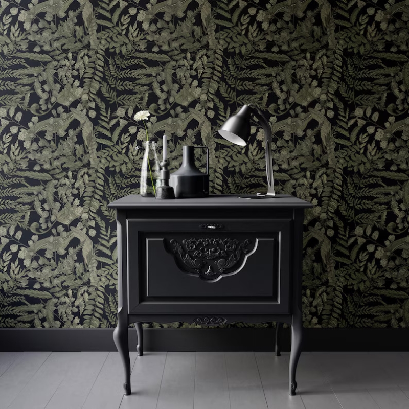 Green Leaves Wallpaper | Modern Botanical for Natural Decor Wallpaper Mural