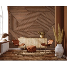 Geometric Wood Texture Wallpaper | Modern Parquet Wood Panel Effect | Interlocking Timber Wallpaper Mural