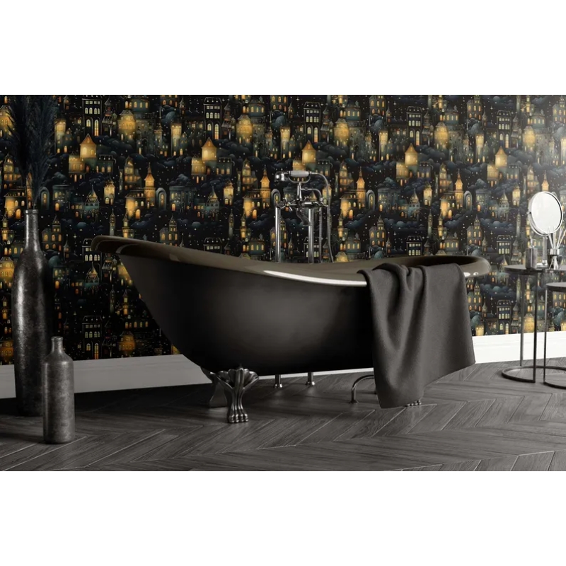 Kİds Magical Cityscape Night Wallpaper | Enchanted Fantasy Wallpaper Mural