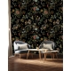 Secret Garden Night Botanical Bird & Snake Wallpaper | Dark Floral Chinoiserie Design