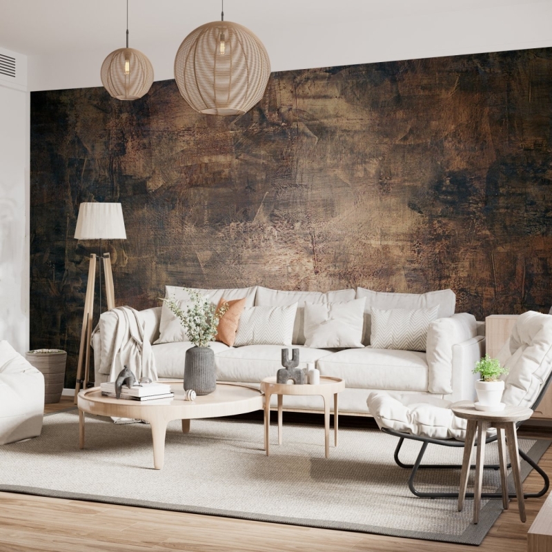 Concrete wallpaper that replicate the appearance of materials such as marble, wood or stone, Wall mural, Fabric Wallpaper