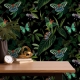 Tropical forest, Exotic butterflies and moths, Realistic botanical Wallpaper 