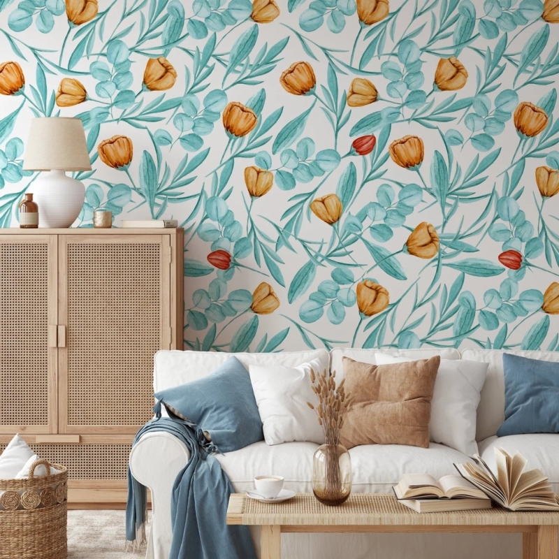 Removable Wallpaper, Floral Wallpaper, Peel and Stick Wallpaper, Temporary Wallpaper, Wall Paper 