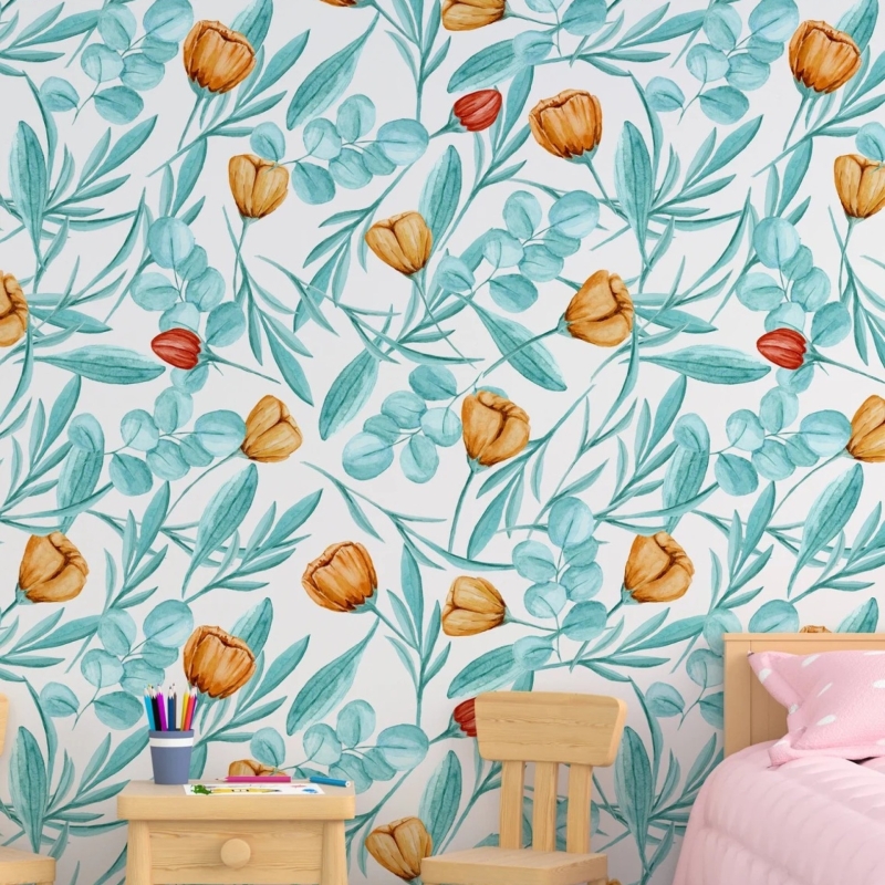 Removable Wallpaper, Floral Wallpaper, Peel and Stick Wallpaper, Temporary Wallpaper, Wall Paper 