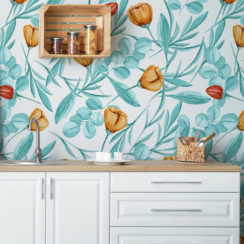 Removable Wallpaper, Floral Wallpaper, Peel and Stick Wallpaper, Temporary Wallpaper, Wall Paper 