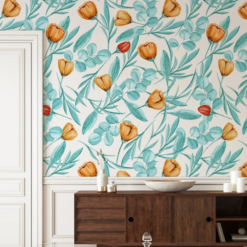 Removable Wallpaper, Floral Wallpaper, Peel and Stick Wallpaper, Temporary Wallpaper, Wall Paper 