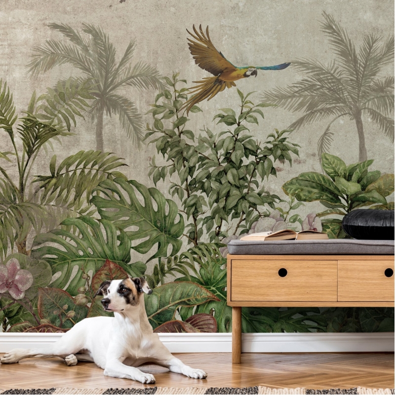 Tropical Forest with Macaw Parrot