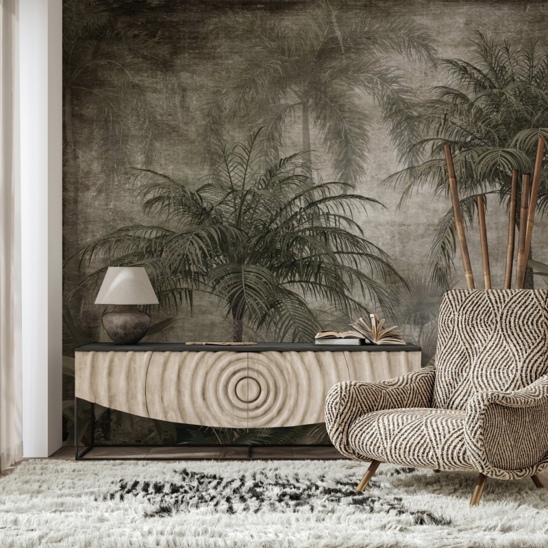 Tropical Forest Dark Wallpaper, Peel and Stick Wallpaper Mural