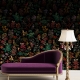 Dark Botanical Wallpaper, Floral Wallpaper Mural