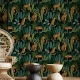 Vintage Botanical Wallpaper Peel and Stick Dark Tropical Plants with Leopard Wall Mural