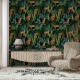 Vintage Botanical Wallpaper Peel and Stick Dark Tropical Plants with Leopard Wall Mural