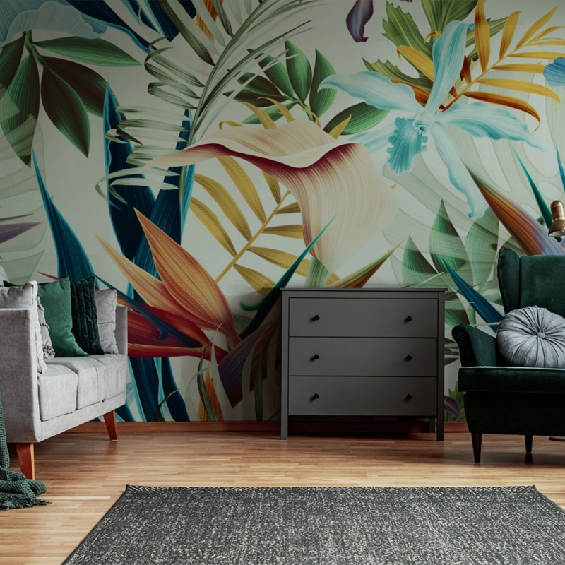 Tropical Wallpaper Peel and Stick l Floral Self Adhesive Peel & Stick Wall Mural l Removable wallpaper, Wall Mural, Stylish Wall Decor
