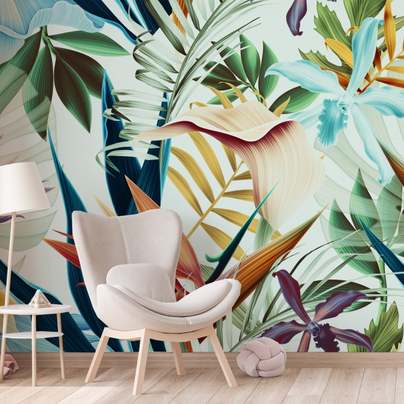 Tropical Wallpaper Peel and Stick l Floral Self Adhesive Peel & Stick Wall Mural l Removable wallpaper, Wall Mural, Stylish Wall Decor