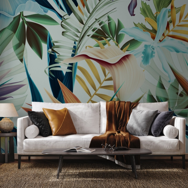 Tropical Wallpaper Peel and Stick l Floral Self Adhesive Peel & Stick Wall Mural l Removable wallpaper, Wall Mural, Stylish Wall Decor