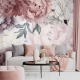 Floral Peony Wallpaper Peel and Stick | Watercolor Soft Floral Wall Mural | Peonies Blossom Wallpaper
