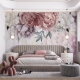 Floral Peony Wallpaper Peel and Stick | Watercolor Soft Floral Wall Mural | Peonies Blossom Wallpaper