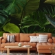 Tropical Green Leaves, Tropical Wallpaper, Peel and Stick, Jungle Wallpaper, Temporary Wallpaper