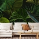 Tropical Green Leaves, Tropical Wallpaper, Peel and Stick, Jungle Wallpaper, Temporary Wallpaper