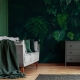 Tropical Monstera Leaves Wallpaper, Dark Forest Peel and Stick wallpaper, green tropical leaves, Peel and Stick, temporary wallpaper
